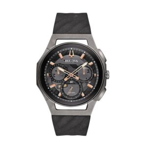 Bulova Curv Chronograph Black And Titanium Watch 98a162